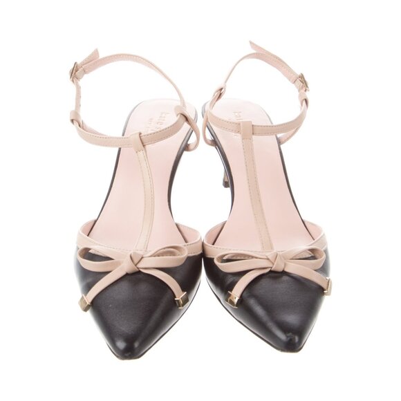 Kate Spade New York Leather Colorblock Pattern T-Strap Pumps Slingback Size 8M - Picture 1 of 11